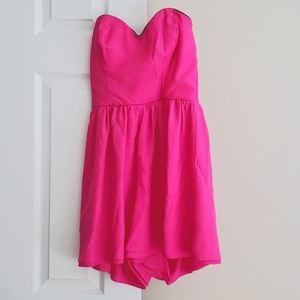 Hot pink strapless romper